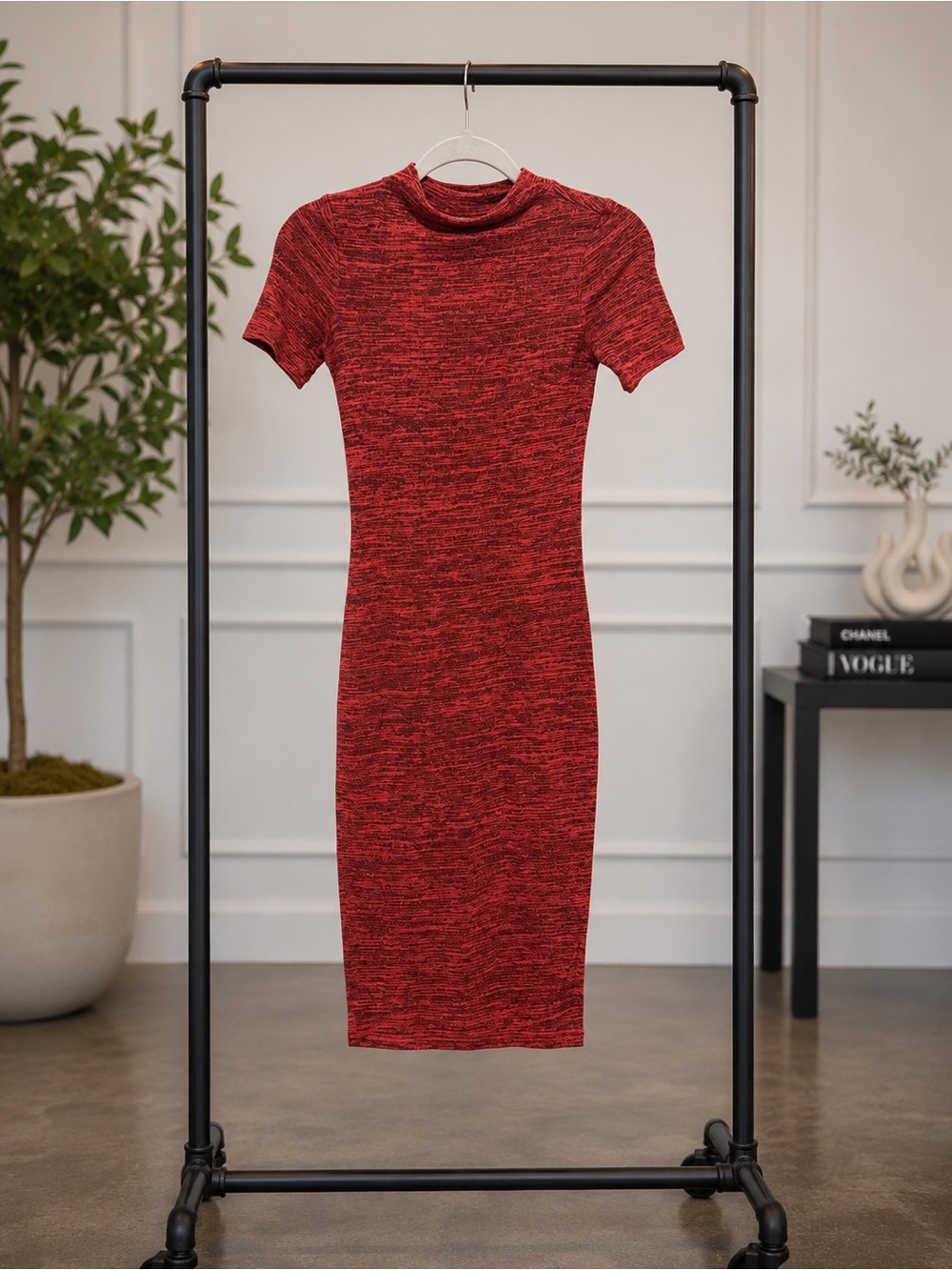 iris Red Heathered Midi Dress
